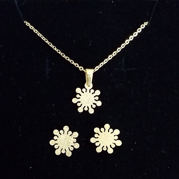 R&W GOLD TONE NECKLACE EARRING SET - Picture 1 of 7